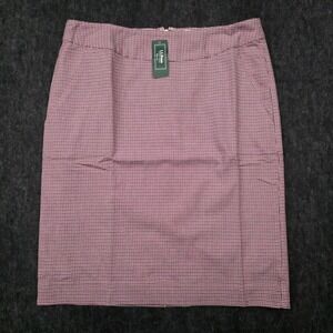 L.L. Bean Womens Size 6 Pink Brown Houndstooth Favorite Fit Wool Blend‎ Skirt